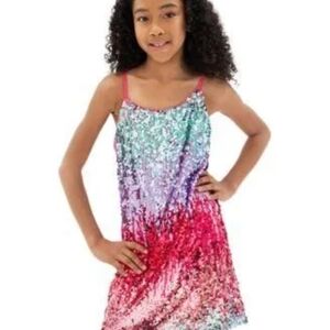 Girls Multicolor Sequin Ombre Party Dress